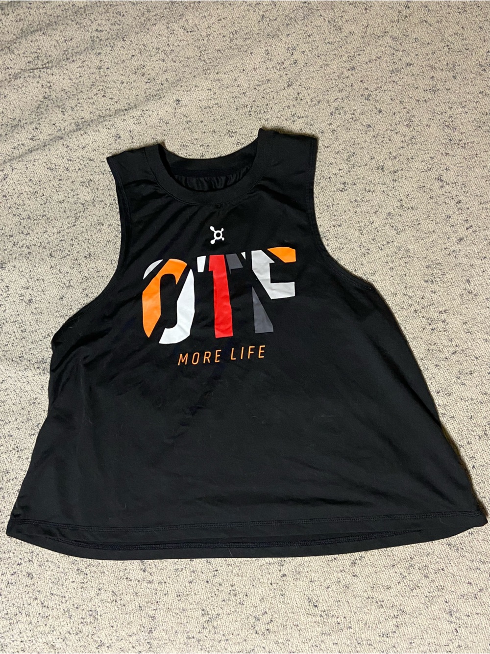 Orangetheory Black Tank Top with Color Block OTF Logo